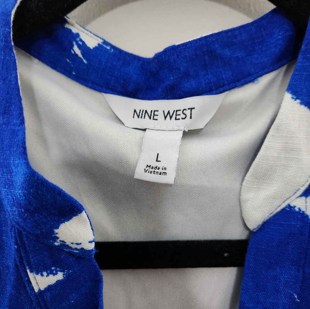 NWT Nine West Abstract Blue and White Dress - Picture 5 of 6